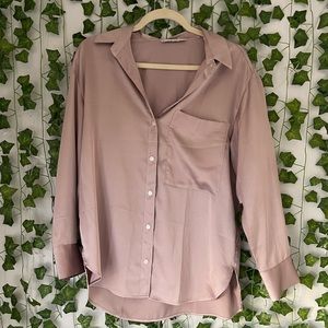Mauve Satin Long Sleeve